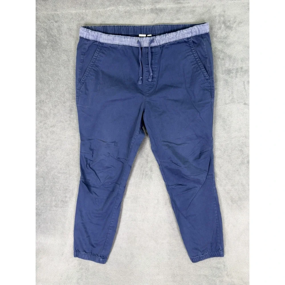 Gap Pants Mens Large Blue Joggers Elastic Waist‎ Drawstring Stretch Pull On